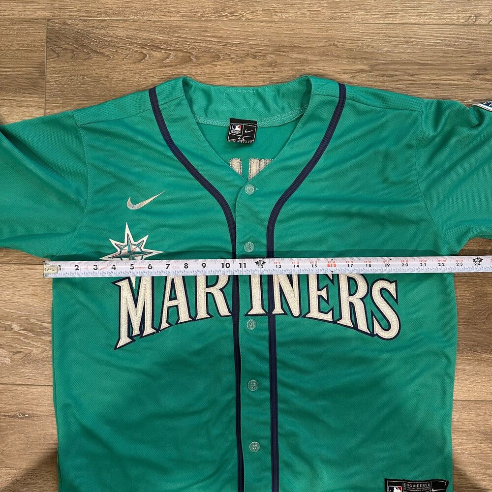 Nike Seattle Mariners Ichiro Suzuki Jersey Mens 44 Teal Excellent Stitched MLB - Picture 6 of 11